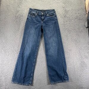 Aéropostale Jeans Women 0 Blue Cotton Denim Wide-Leg Baggy Faded Workwear Travel